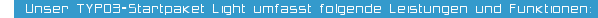 Unser TYPO3-Startpaket Light umfasst folgende Leistungen und Funktionen: