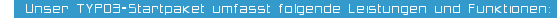 Unser TYPO3-Startpaket umfasst folgende Leistungen und Funktionen: