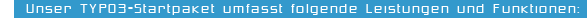 Unser TYPO3-Startpaket umfasst folgende Leistungen und Funktionen: